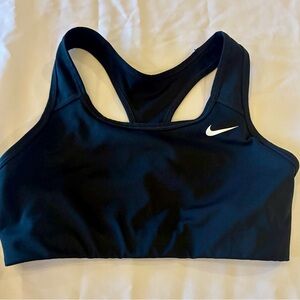 Nike Women's Black Sports Bra with White Swoosh